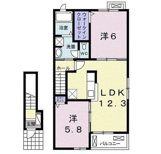 レジナス和多田I(2LDK/2階)の間取り写真
