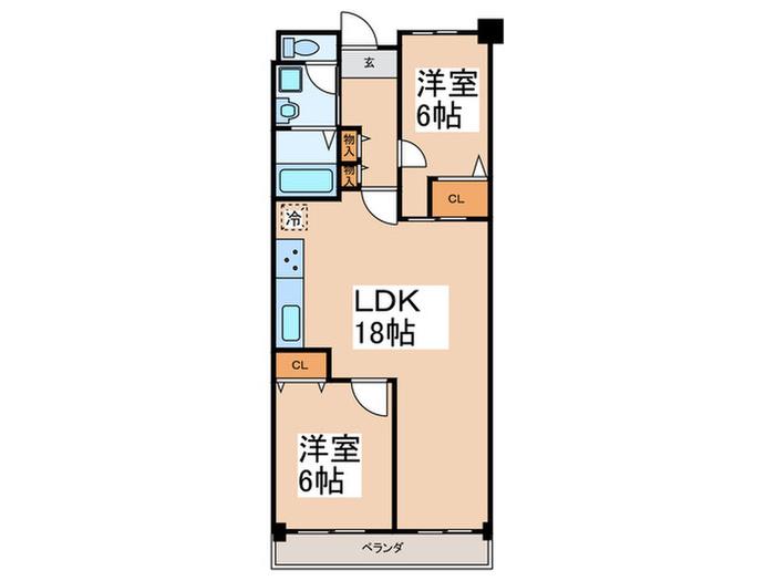 藤井寺スカイハイツ(2LDK/6階)の間取り写真