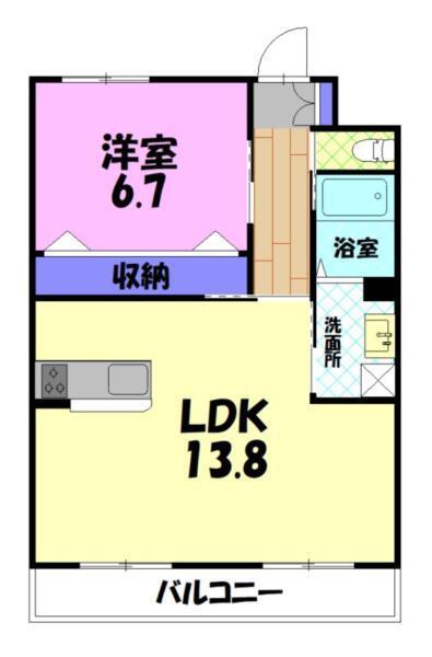 リトルパンドMソラーレ(1LDK/1階)の間取り写真