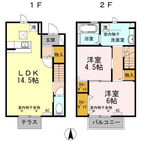 アバンサール(2LDK/1階)の間取り写真