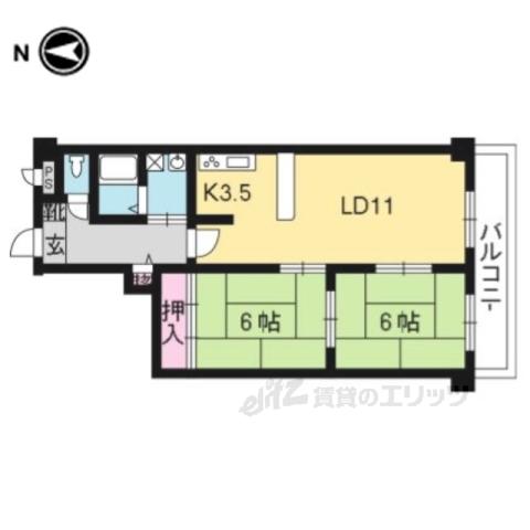 ラ・ポート折坂(2LDK/1階)の間取り写真