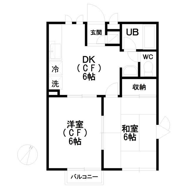 フジハイツB棟(2DK/2階)の間取り写真
