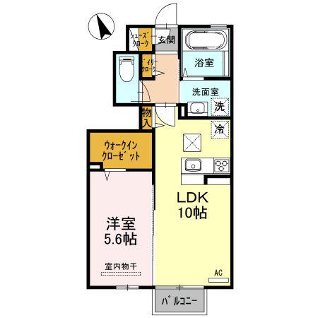 ＪＲ東北本線 岩手飯岡駅 徒歩22分 2階建 築9年(1LDK/1階)の間取り写真