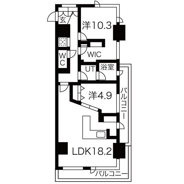 AREX丸の内(2LDK/5階)の間取り写真