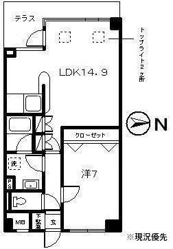 ラ・リーブ(1LDK/1階)の間取り写真