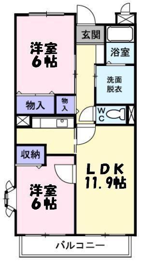ゴールドレジデンスII(2LDK/5階)の間取り写真