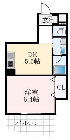 ハイツオリオン(1DK/4階)の間取り写真