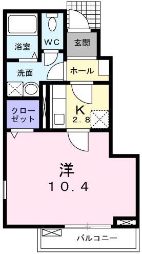 ハピネス高雄台(1K/1階)の間取り写真