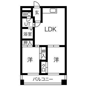 プリメール桂(2LDK/2階)の間取り写真