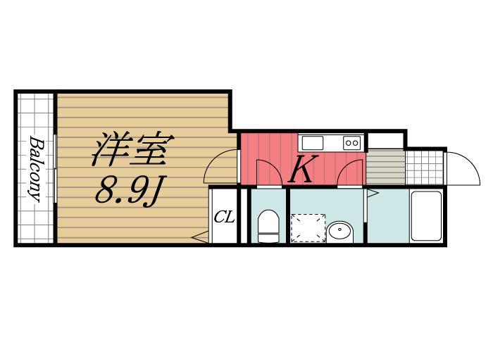 グリュックV(1K/1階)の間取り写真