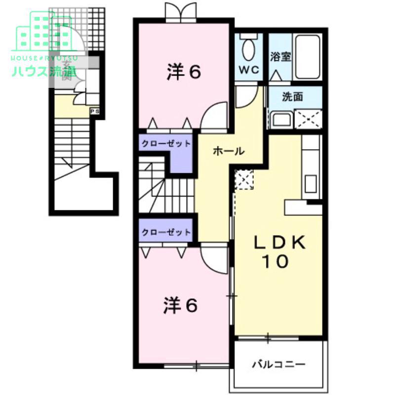 ヴィオラレジデンスA(2LDK/2階)の間取り写真