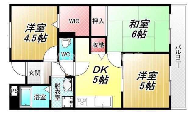 パークサイド高安(3DK/2階)の間取り写真