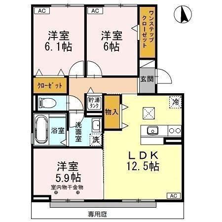 ピーノ・パルフェ(3LDK/1階)の間取り写真