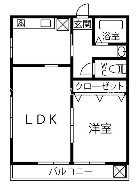 コーポあべまつ(1LDK/2階)の間取り写真