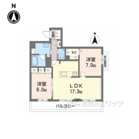 シャーメゾンカルム光月(2LDK/2階)の間取り写真
