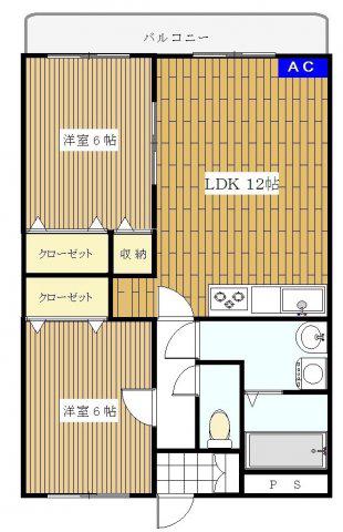 グレイスメゾンII(2LDK/2階)の間取り写真