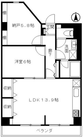 石橋ビル(1SLDK/5階)の間取り写真