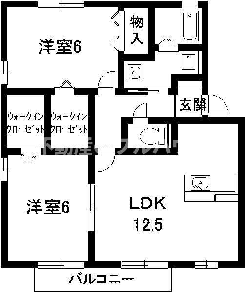 ウィルモアいなり A棟(2LDK/1階)の間取り写真