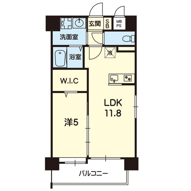 ペルル菊陽(1LDK/5階)の間取り写真