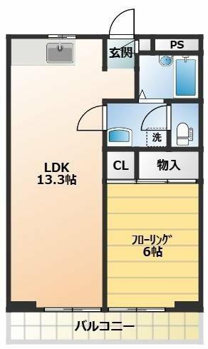 DAC一橋(1LDK/2階)の間取り写真