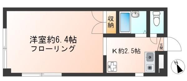 ラリグラス(1K/1階)の間取り写真