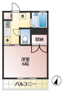 パークサイド駒沢A(1K/1階)の間取り写真