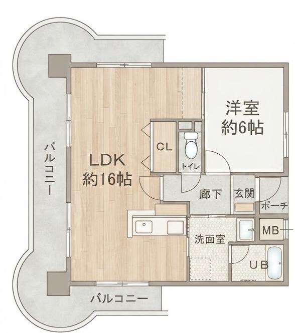 アネックス六兵衛(1LDK/5階)の間取り写真