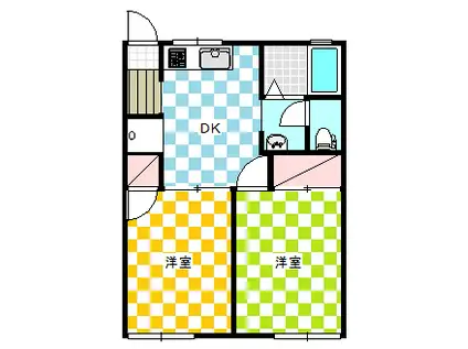 ガーデンTME(2DK/1階)の間取り写真