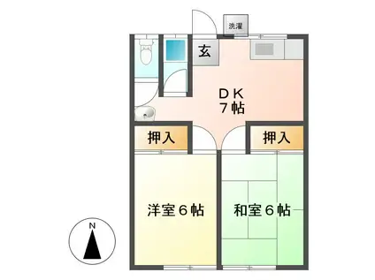 下沢荘(2DK/2階)の間取り写真