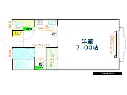TAKAHASHI APART(1K/2階)の間取り写真