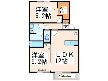 グリーンコート(2LDK/2階)の間取り写真