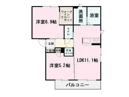 シャーメゾン新屋(2LDK/3階)の間取り写真