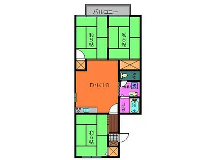 ガーデンハイム B棟(3DK/1階)の間取り写真