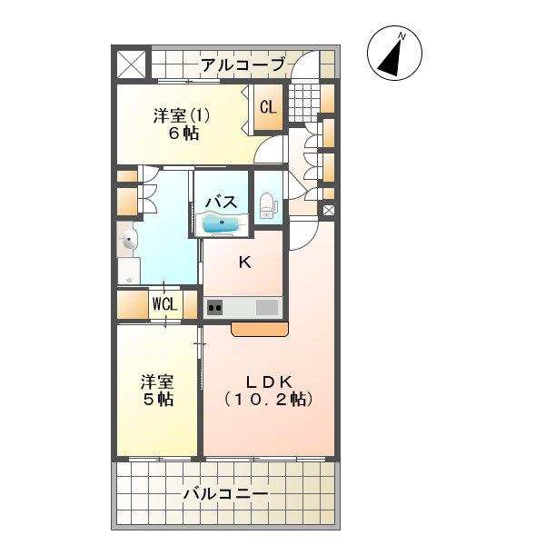 アルファステイツ中庄駅前III(2LDK/7階)の間取り写真