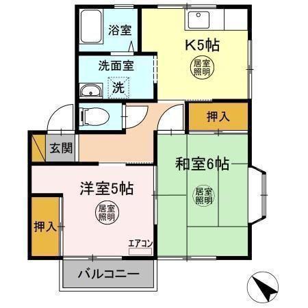 サウスコーポA(2K/2階)の間取り写真
