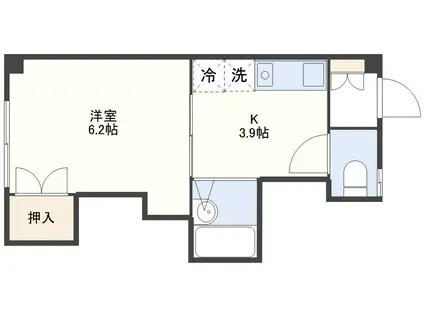 アベニューベルコート(1K/4階)の間取り写真