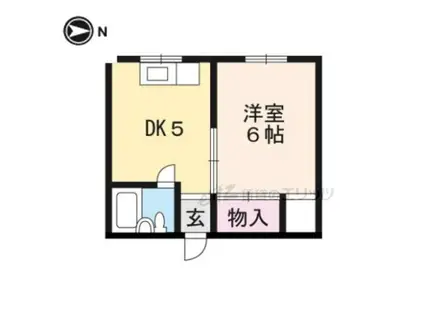 暁荘(1DK/1階)の間取り写真