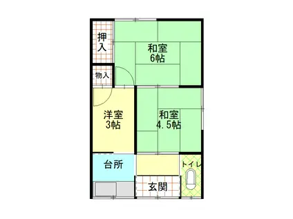 出河荘東(3K/2階)の間取り写真