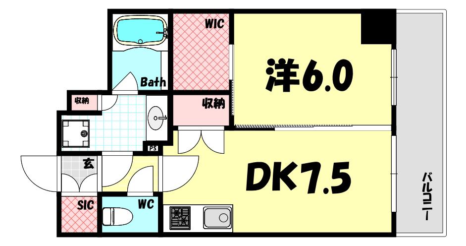 ESTEMCOURT神戸元町IIRESERVE(1DK/9階)の間取り写真