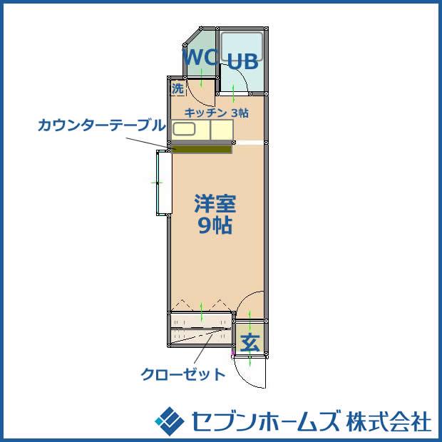 ベルゼF(1K/1階)の間取り写真