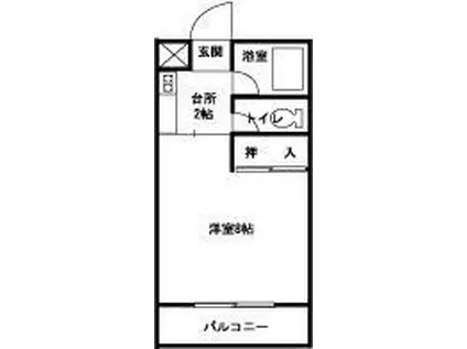 サンシャインハイツB(1K/2階)の間取り写真