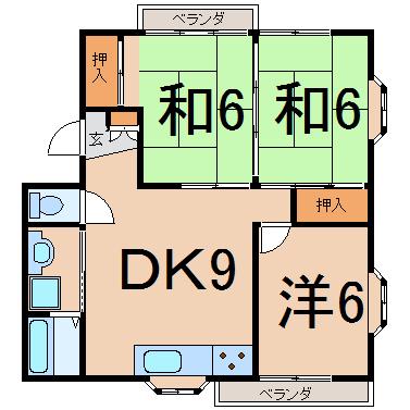ハイムマキ(3DK/2階)の間取り写真