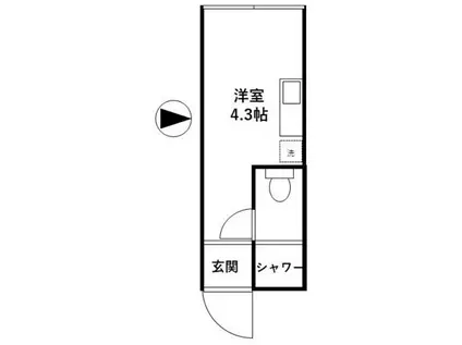 セブンス新宿 1末退 ネットフリー 宅配BOX 礼敷無 手無 民泊(ワンルーム/1階)の間取り写真