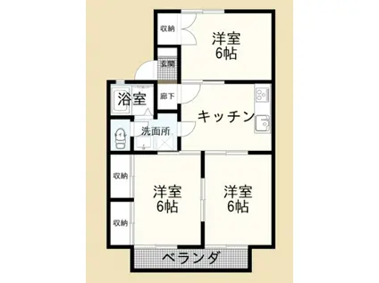 エステートヴィラB(3DK/2階)の間取り写真