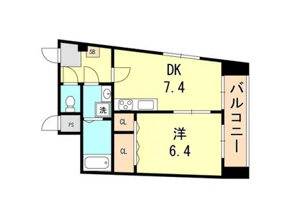 イルマーレ須磨(1DK/4階)の間取り写真