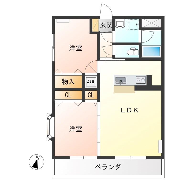 レジデンス下栗(2LDK/2階)の間取り写真