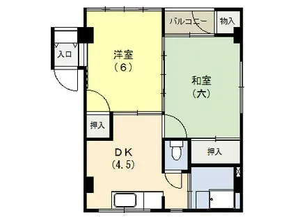 たなべ荘(2DK/4階)の間取り写真