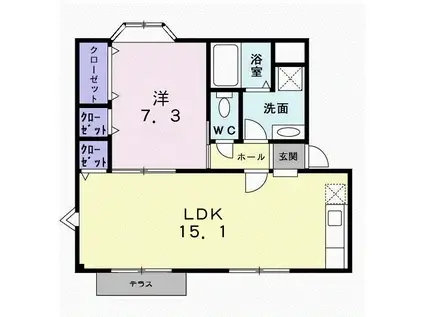 モダンハイツK・B(1LDK/1階)の間取り写真