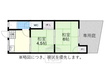 高塚荘(2DK/1階)の間取り写真