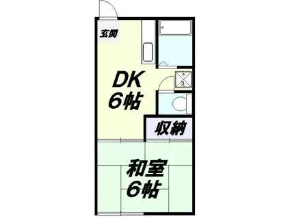 サンライズアパートメントD棟(1DK/1階)の間取り写真